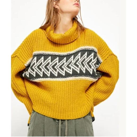 free people greater than cowl neck sweater yellow - Picture 5 of 6